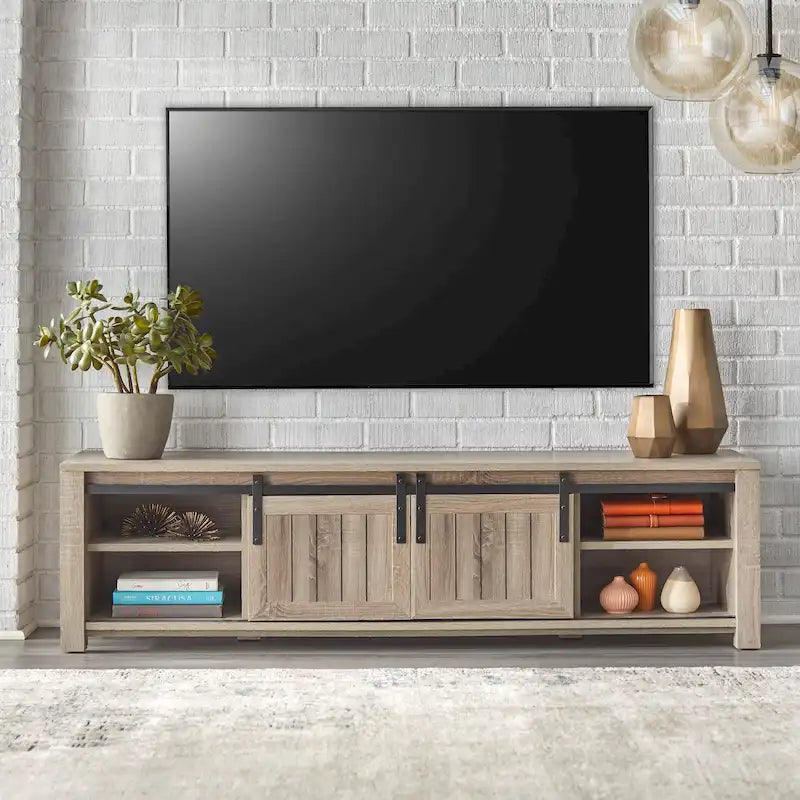 Meuble TV console porte de grange Glasbern, style vie simple