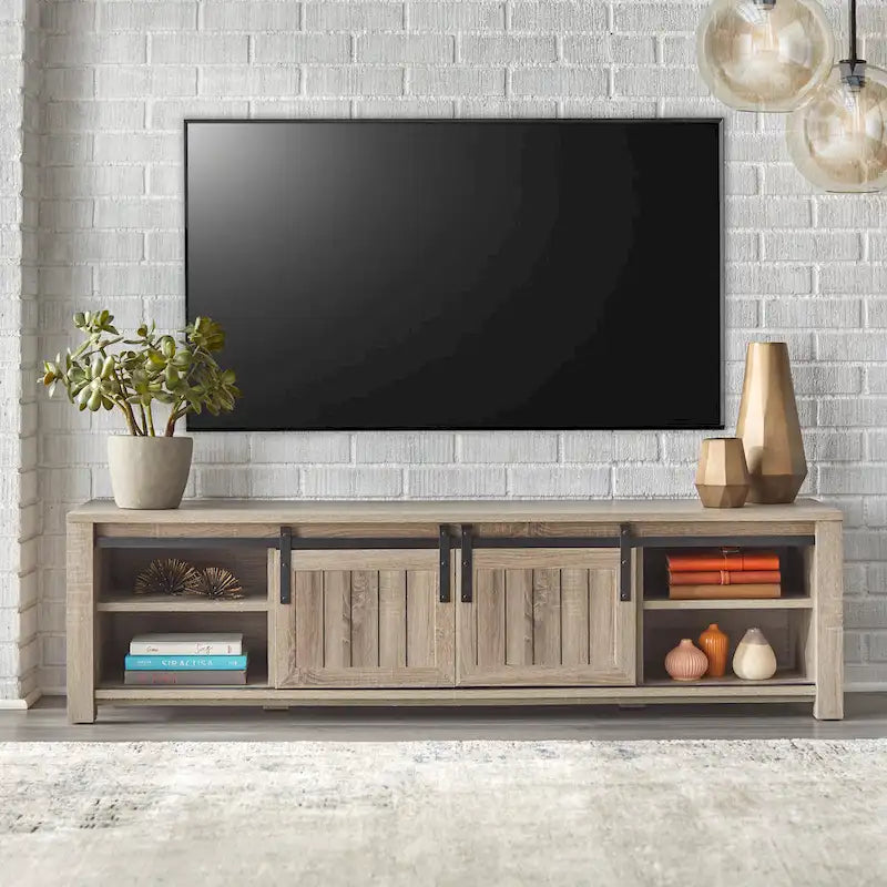 Meuble TV console porte de grange Glasbern, style vie simple