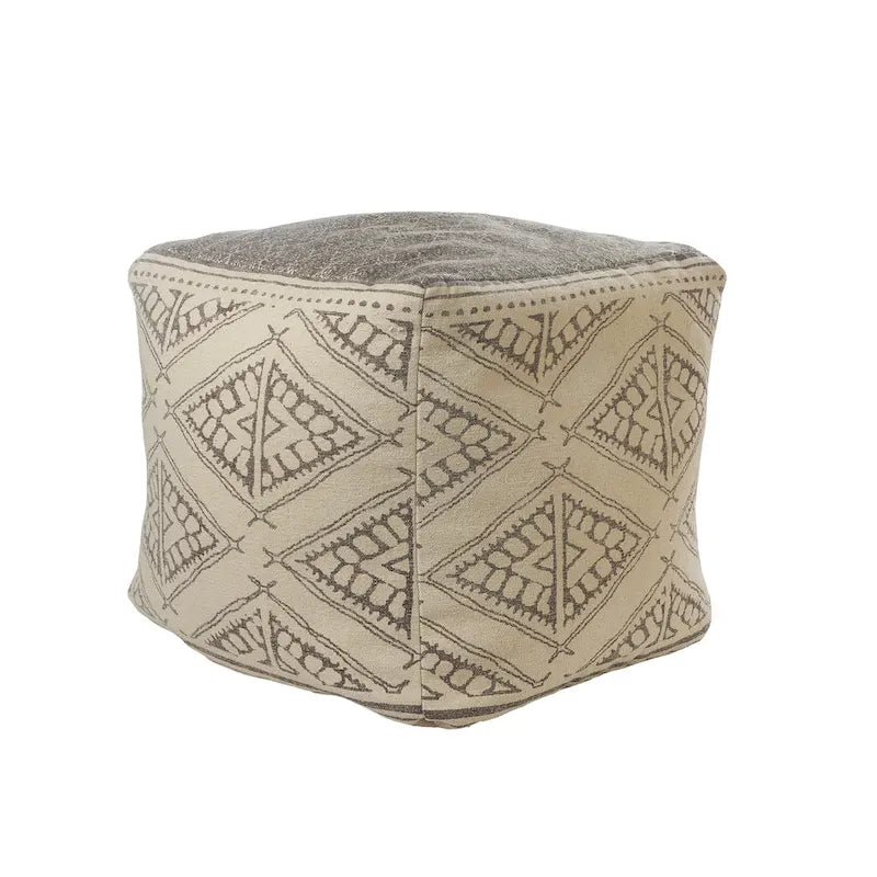 Pouf fait main géométrique rustique de style ferme