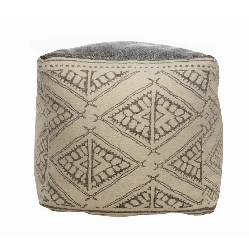 Pouf fait main géométrique rustique de style ferme