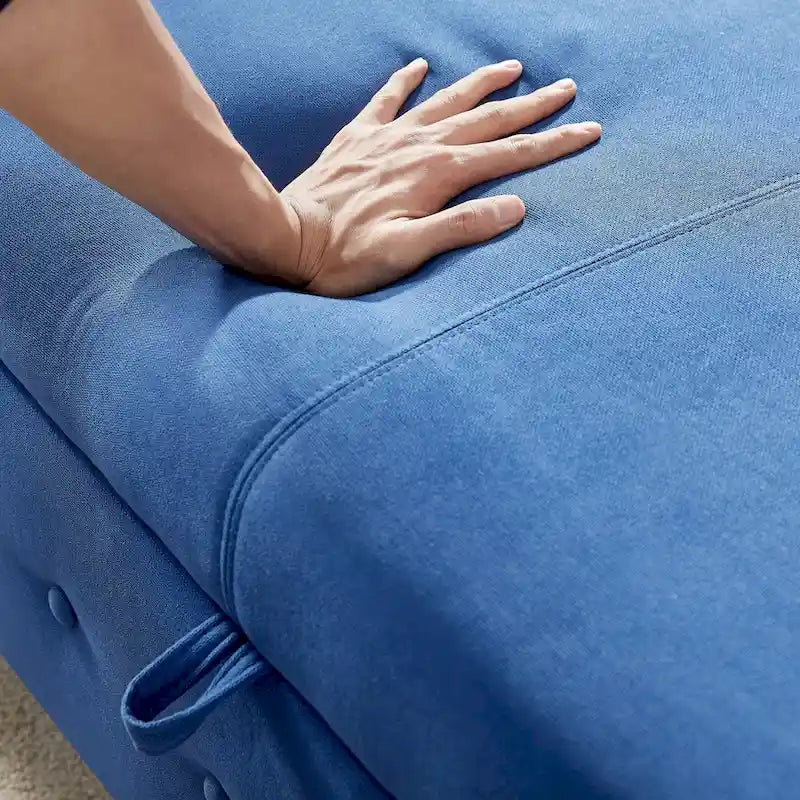Banc de rangement pour chambre, bout de lit, accoudoirs roulés, tissu lin, canapé ottoman, long banc