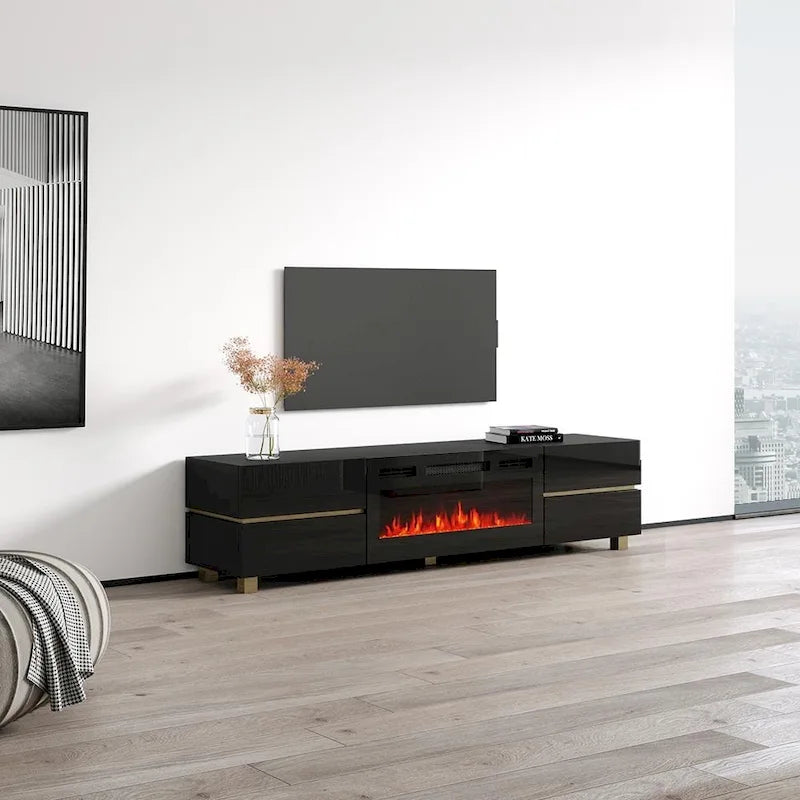 Meuble TV avec cheminée