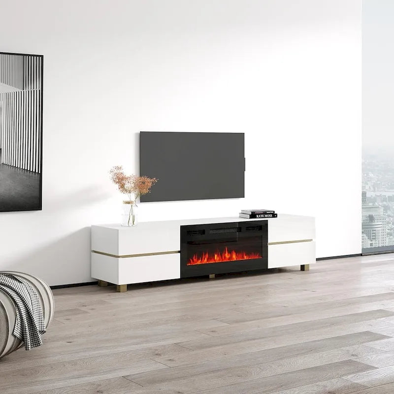 Meuble TV avec cheminée