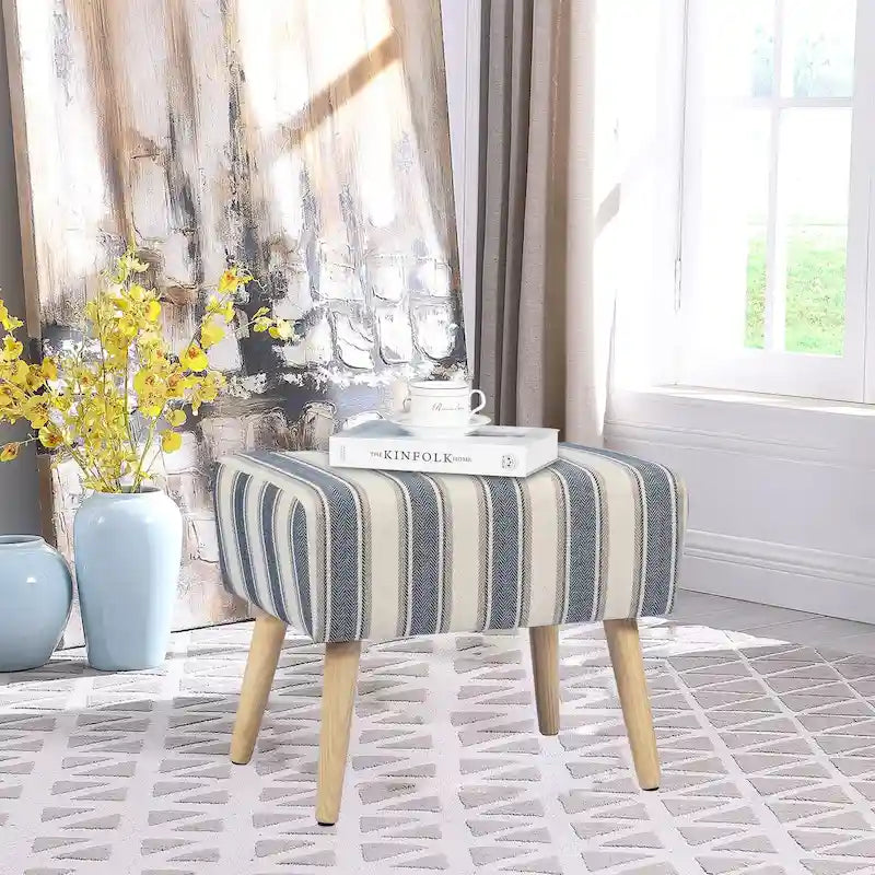Tabouret repose-pieds ottoman avec pieds en bois