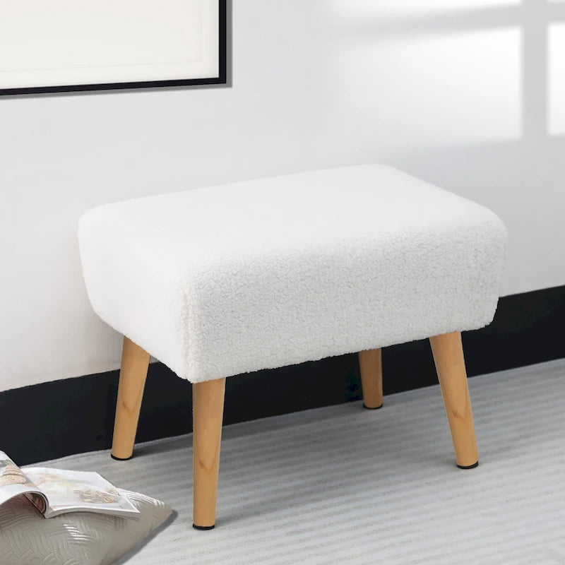 Tabouret repose-pieds ottoman avec pieds en bois