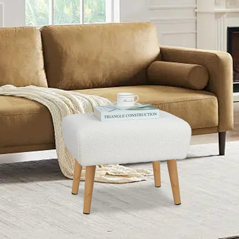 Tabouret repose-pieds ottoman avec pieds en bois