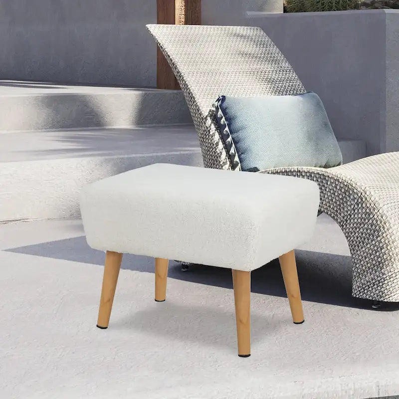 Tabouret repose-pieds ottoman avec pieds en bois