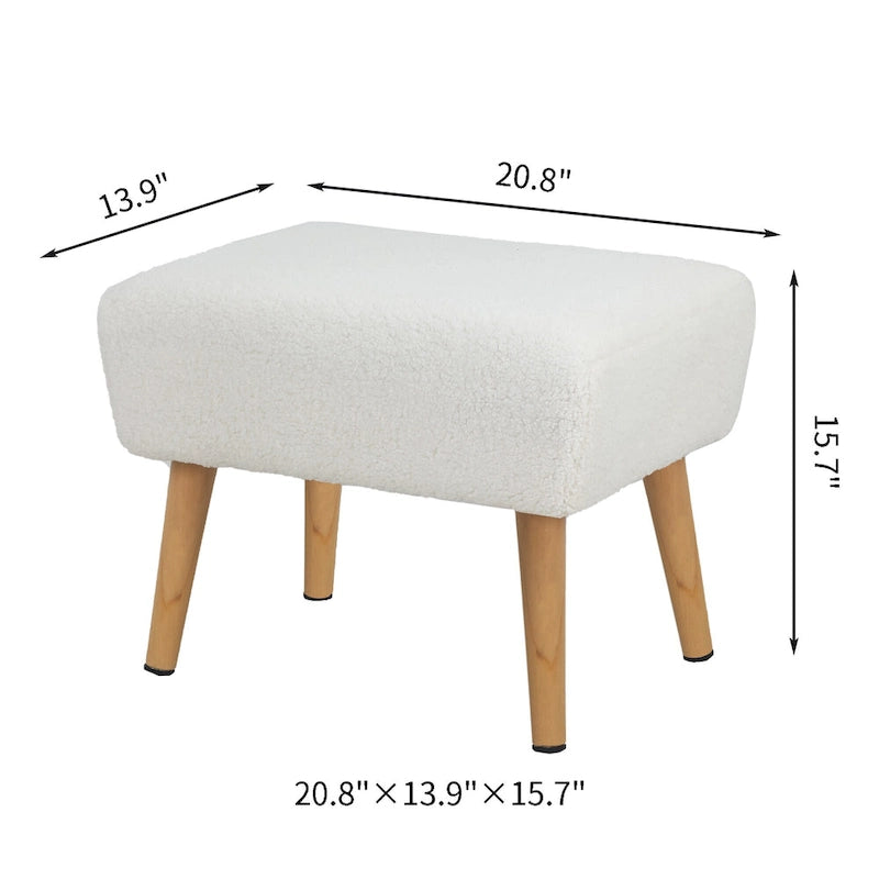 Tabouret repose-pieds ottoman avec pieds en bois