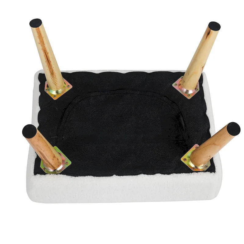 Tabouret repose-pieds ottoman avec pieds en bois