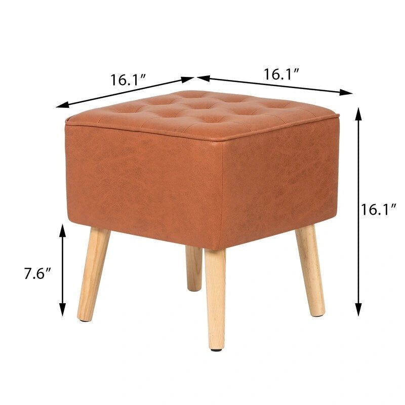 Repose-pieds/tabouret ottoman carré capitonné en similicuir