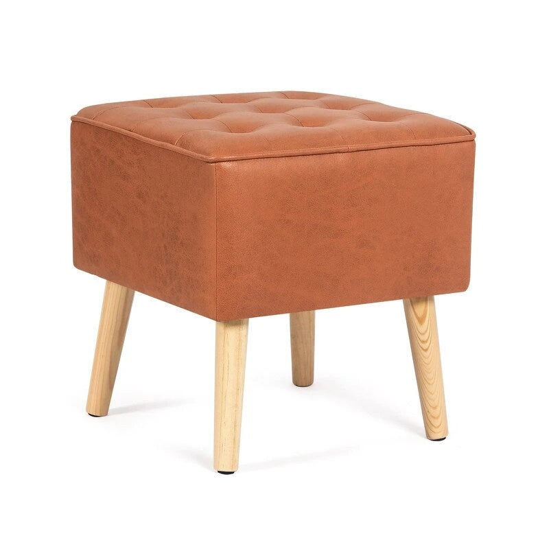 Repose-pieds/tabouret ottoman carré capitonné en similicuir