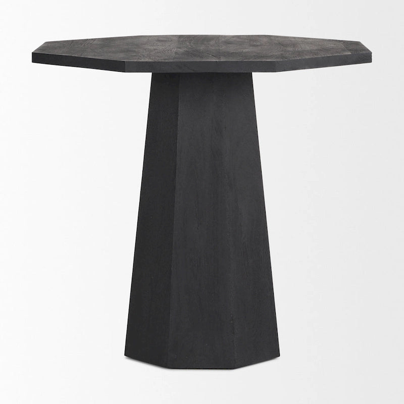 Table d'entrée hexagonale en bois massif marron foncé