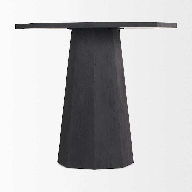 Table d'entrée hexagonale en bois massif marron foncé