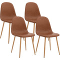 Chaise d'appoint à assise rembourrée en PU lavable et pieds en métal, lot de 4, marron