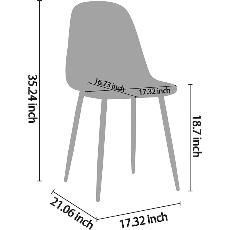 Chaise d'appoint à assise rembourrée en PU lavable et pieds en métal, lot de 4, marron