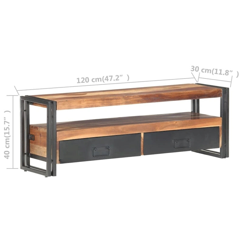 Meuble TV 47,2x11,8x15,7 Bois Massif avec Finition