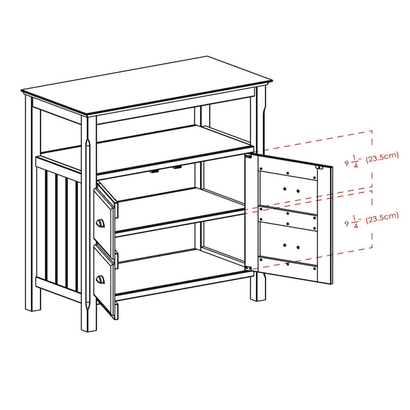 Meuble buffet, noir - 36 x 18.03 x 35.98 pouces - 36 x 18.03 x 35.98 pouces
