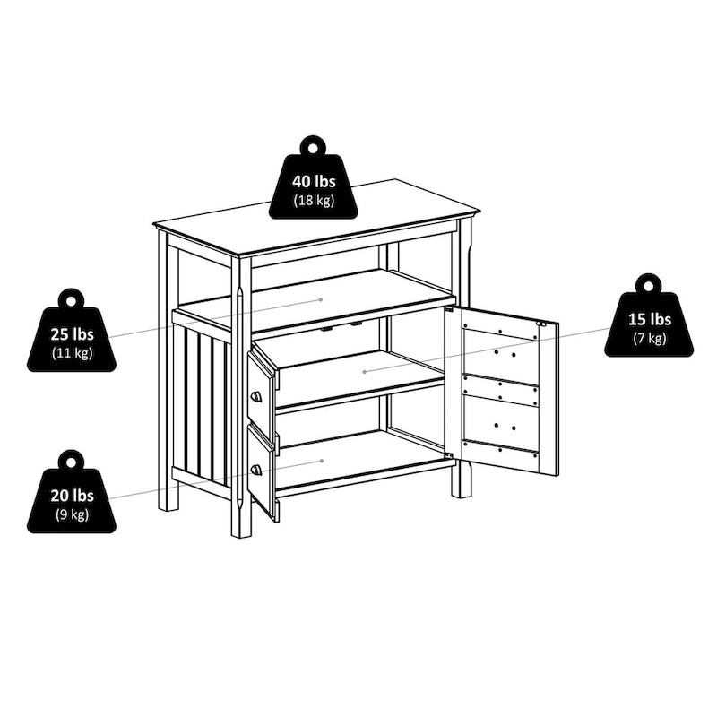 Meuble buffet, noir - 36 x 18.03 x 35.98 pouces - 36 x 18.03 x 35.98 pouces