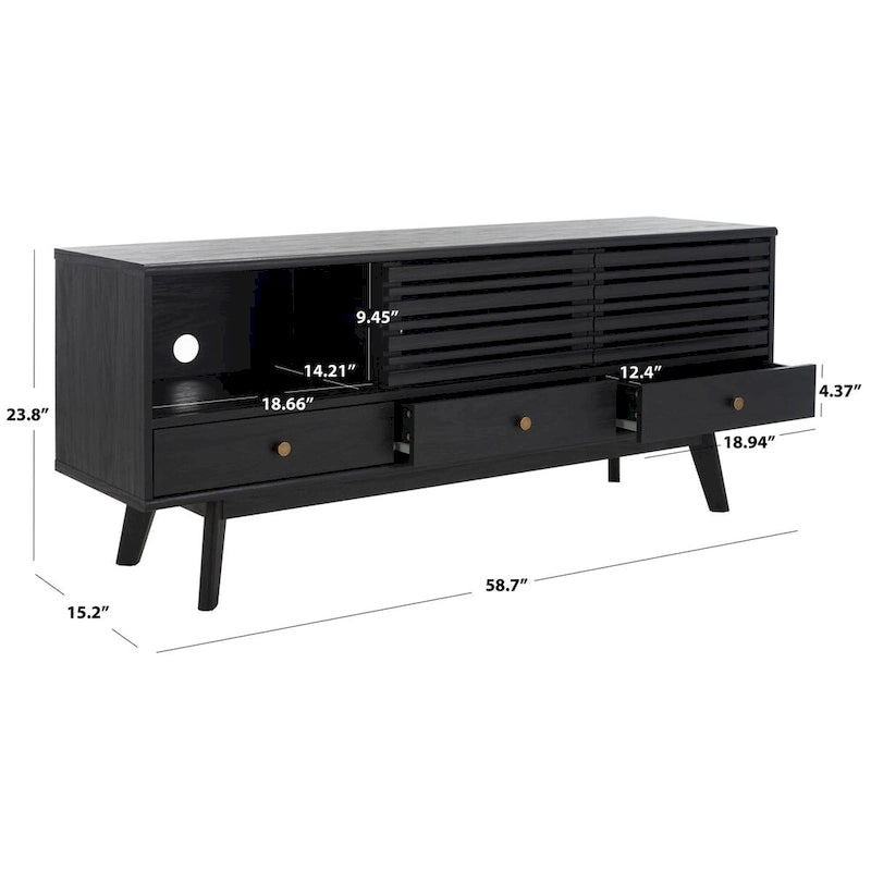 Meuble TV/média 3 tiroirs (téléviseur à écran plat de 65 po) - 58,7 po x 15,2 po x 23,9 po - 59Wx15Px24H