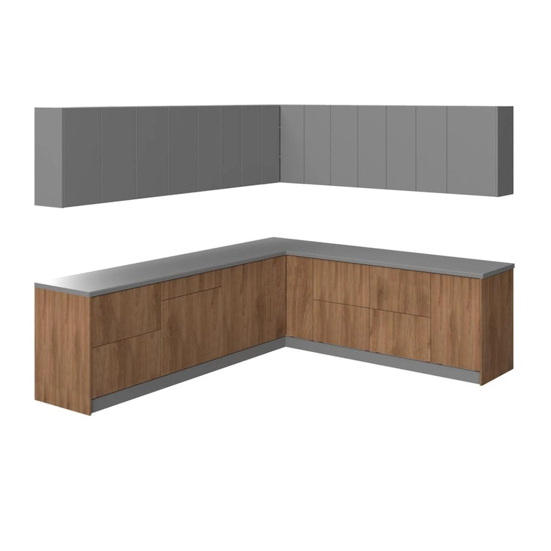 Collection Cuisine Moderne Teck Naturel & Noir - Base 10x8,5 Pieds de large - 102x120