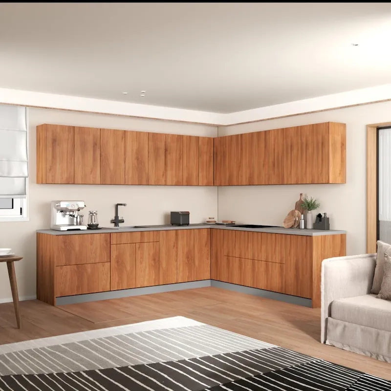 Collection Cuisine Moderne Teck Naturel & Noir - Base 10x8,5 Pieds de large - 102x120