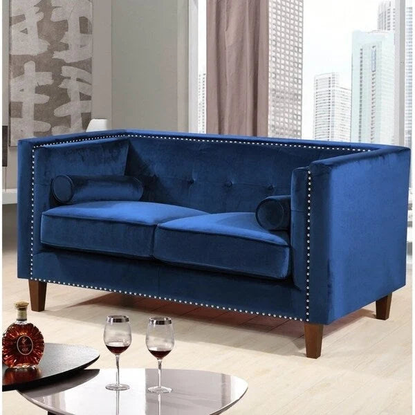 Causeuse Kittleson Classic Chesterfield à clous décoratifs - Bleu