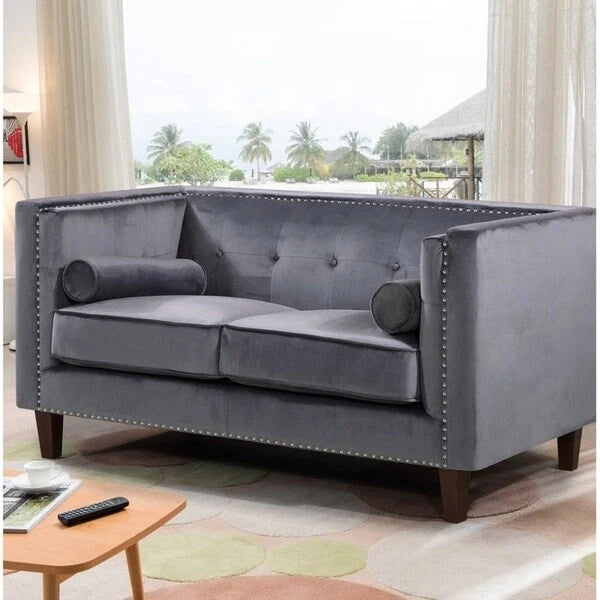 Causeuse Kittleson Classic Chesterfield à clous décoratifs - Bleu