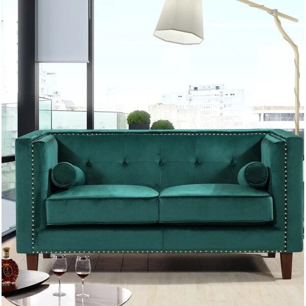 Causeuse Kittleson Classic Chesterfield à clous décoratifs - Bleu
