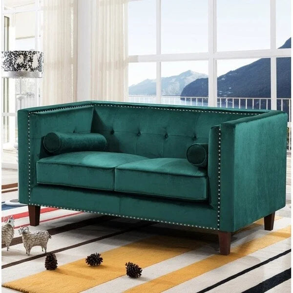 Causeuse Kittleson Classic Chesterfield à clous décoratifs - Bleu