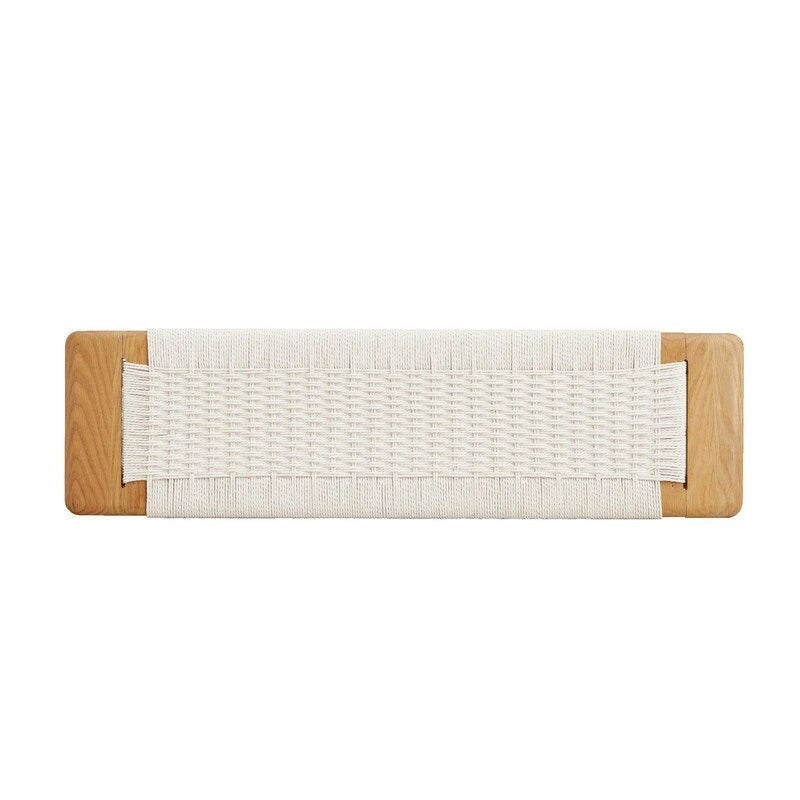 Banc de salle à manger en bois de chêne naturel au design tissé, banc de lit, banc d'entrée, pour salle à manger, chambre, salle de bain