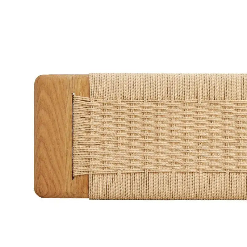 Banc de salle à manger en bois de chêne naturel au design tissé, banc de lit, banc d'entrée, pour salle à manger, chambre, salle de bain