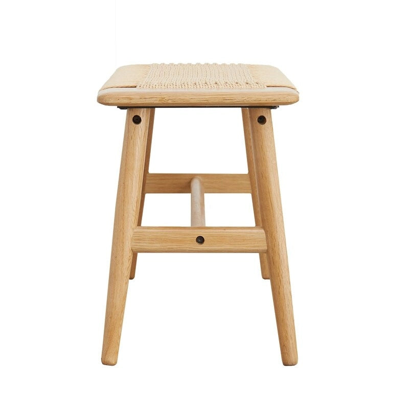 Banc de salle à manger en bois de chêne naturel au design tissé, banc de lit, banc d'entrée, pour salle à manger, chambre, salle de bain