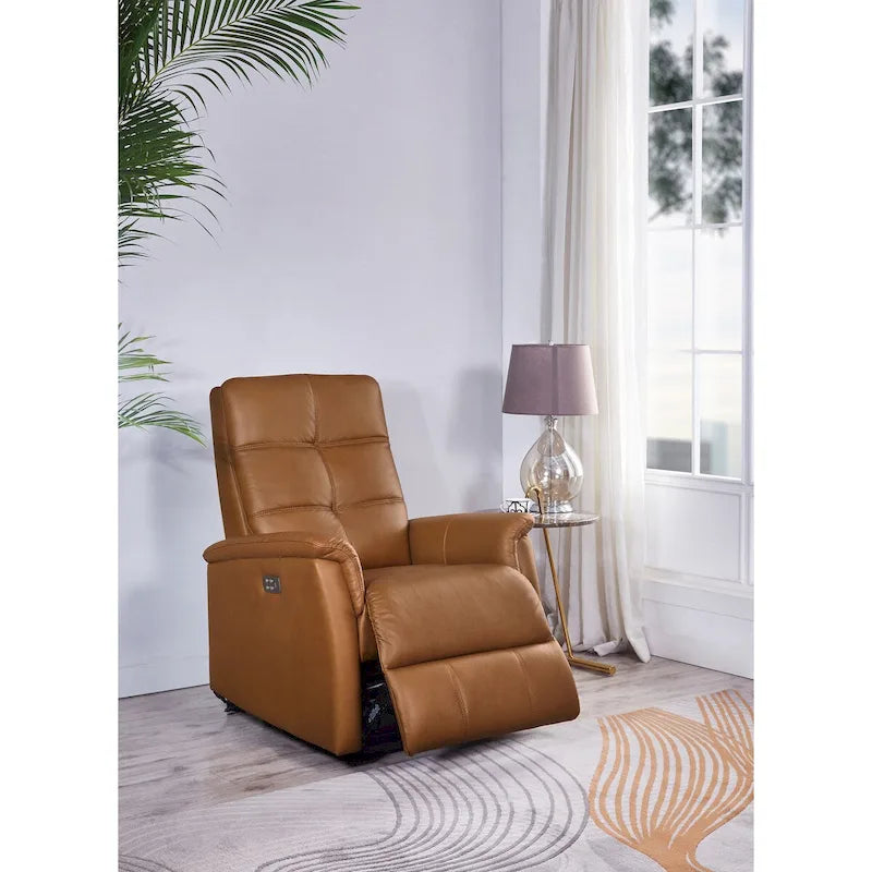 Fauteuil inclinable en cuir pleine fleur avec appuie-tête motorisé
