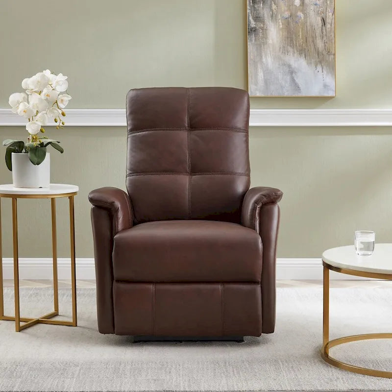 Fauteuil inclinable en cuir pleine fleur avec appuie-tête motorisé