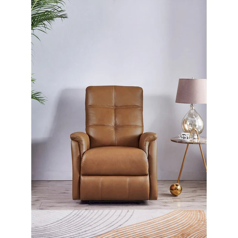 Fauteuil inclinable en cuir pleine fleur avec appuie-tête motorisé