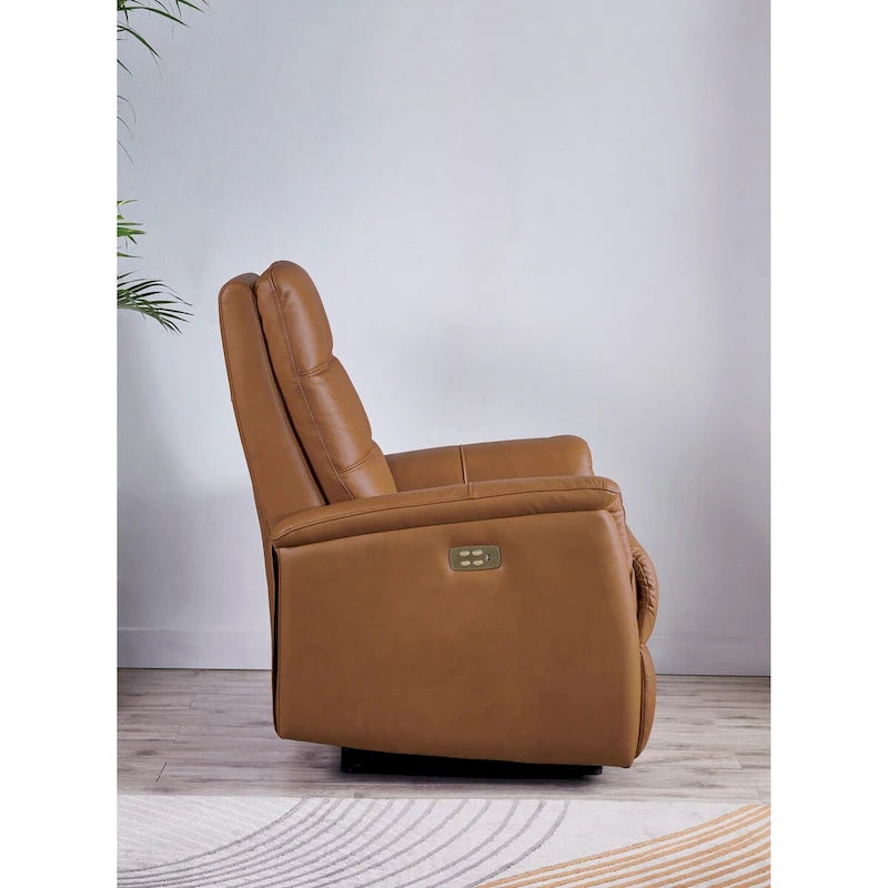 Fauteuil inclinable en cuir pleine fleur avec appuie-tête motorisé