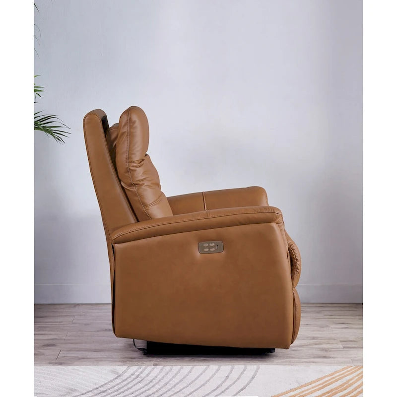 Fauteuil inclinable en cuir pleine fleur avec appuie-tête motorisé