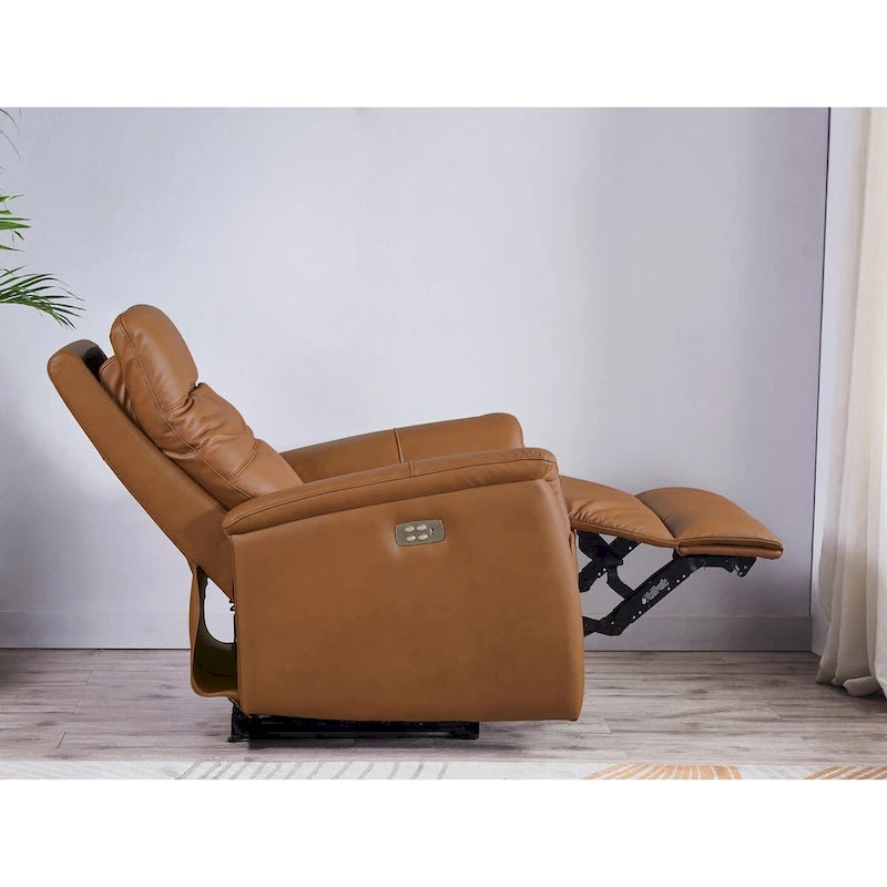 Fauteuil inclinable en cuir pleine fleur avec appuie-tête motorisé