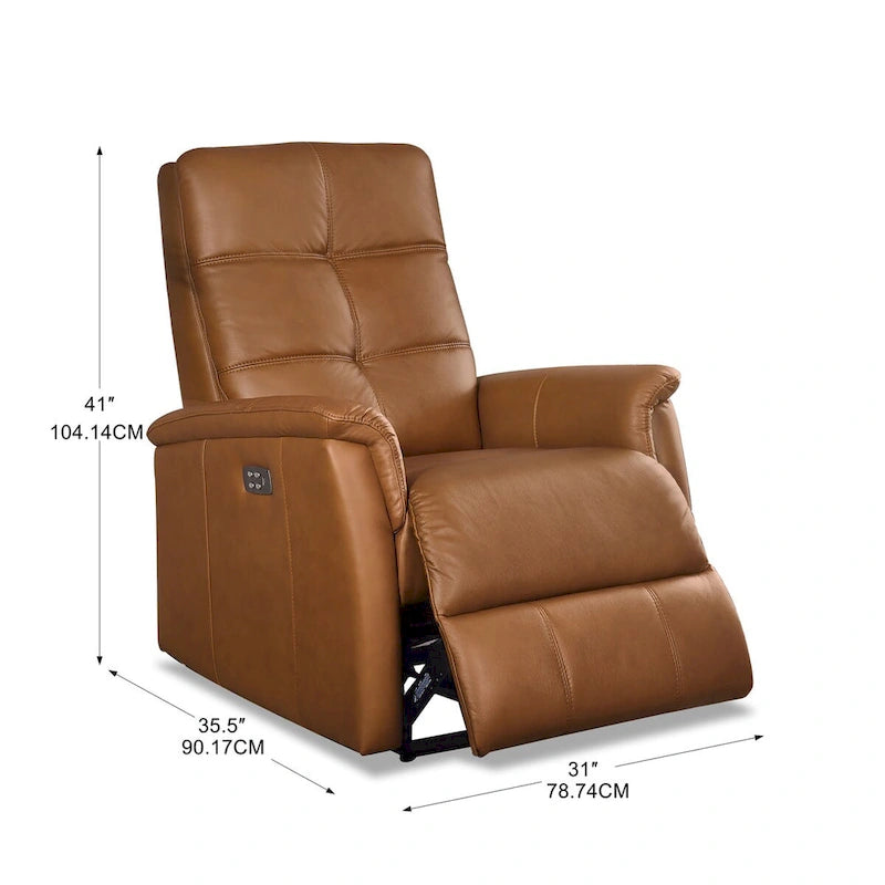 Fauteuil inclinable en cuir pleine fleur avec appuie-tête motorisé