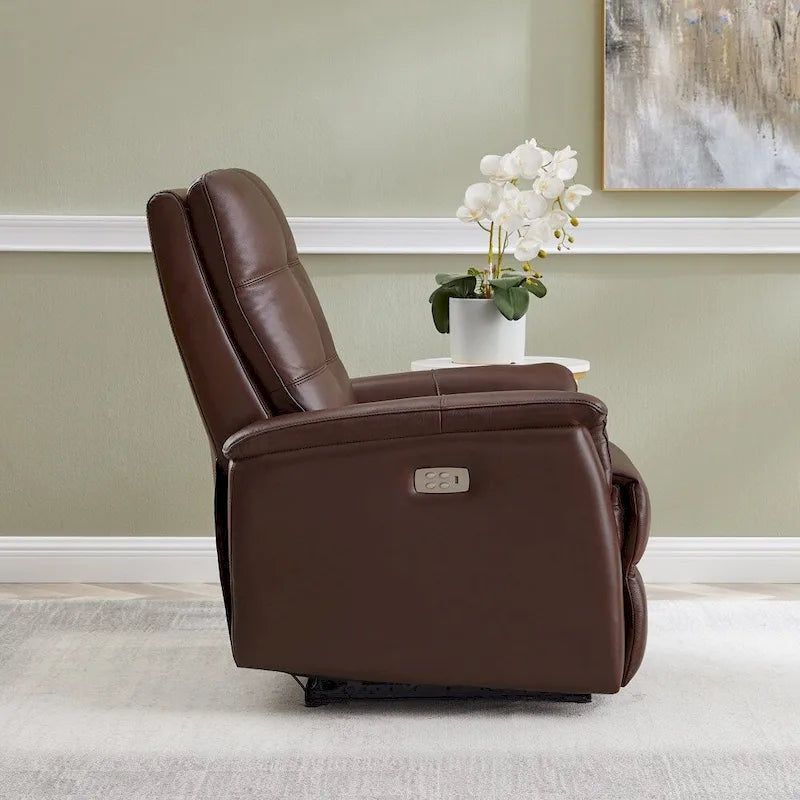 Fauteuil inclinable en cuir pleine fleur avec appuie-tête motorisé