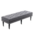 Banc d'appoint en tissu avec pieds en hévéa et roulettes