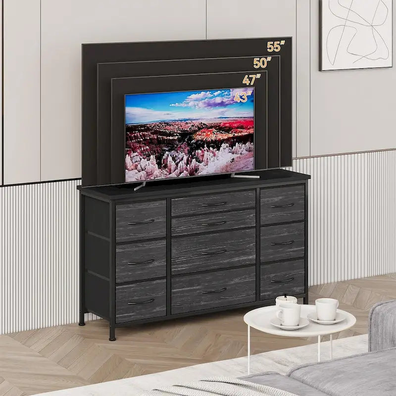 Commode de chambre avec 10 grands tiroirs pour téléviseur de 55 pouces – 55 pouces