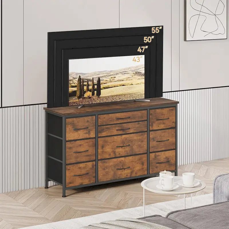 Commode de chambre avec 10 grands tiroirs pour téléviseur de 55 pouces – 55 pouces
