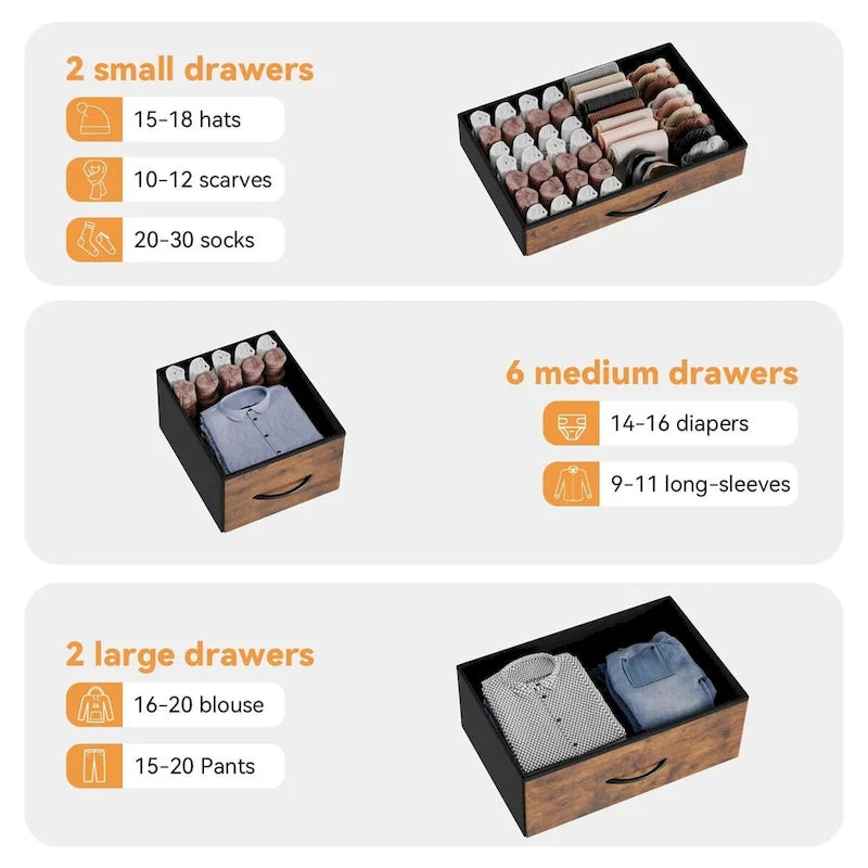 Commode de chambre avec 10 grands tiroirs pour téléviseur de 55 pouces – 55 pouces