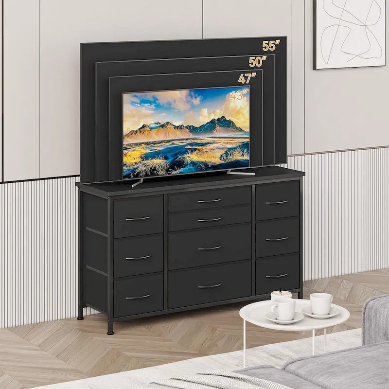 Commode de chambre avec 10 grands tiroirs pour téléviseur de 55 pouces – 55 pouces