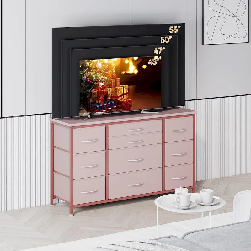 Commode de chambre avec 10 grands tiroirs pour téléviseur de 55 pouces – 55 pouces