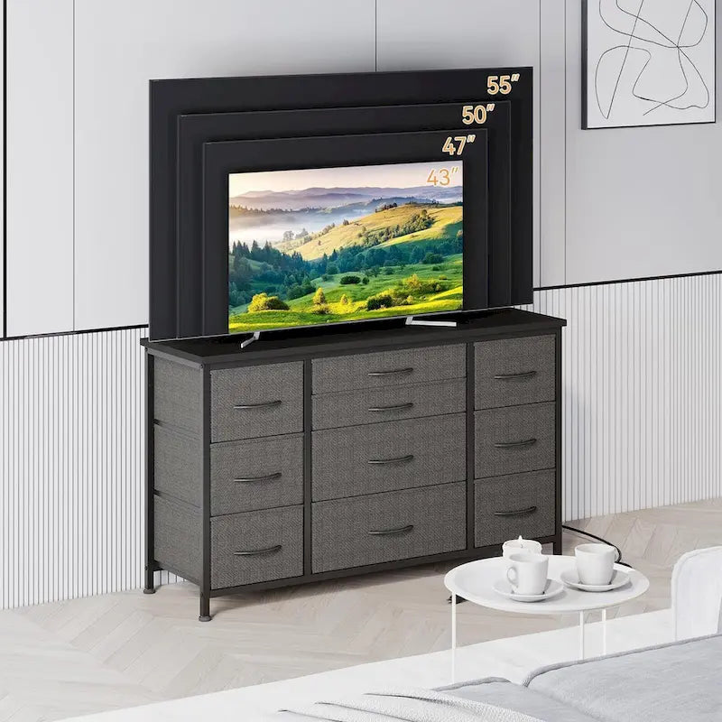 Commode de chambre avec 10 grands tiroirs pour téléviseur de 55 pouces – 55 pouces