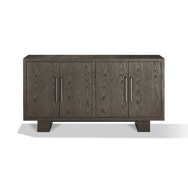 68 Inch Sideboard Buffet Cabinet, Rubberwood, Grain Details, Ash Gray