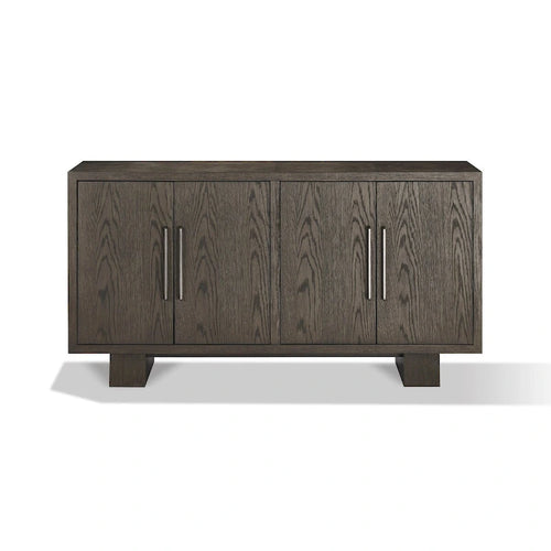 Buffet de salle à manger de 172 cm, bois d'hévéa, grain du bois apparent, gris cendré