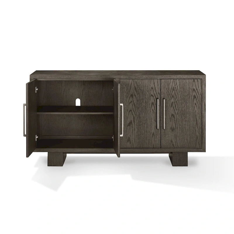 Buffet de salle à manger de 172 cm, bois d'hévéa, grain du bois apparent, gris cendré